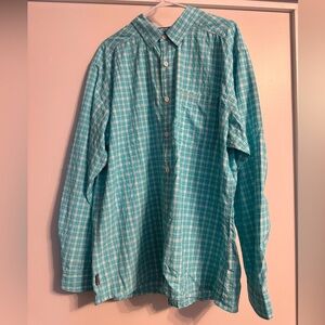 Simms UPF 30+Teal Plaid Long-Sleeve Button-Down Shirt